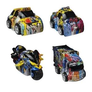 그래피티 아트 미니카 후렉션 풀백 자동차 오토바이 트럭 장난감