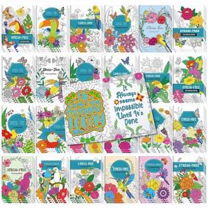 신로드 24종 동기부여 컬러링북 대량, 스트레스 해소용 DIY 파티용 꽃말이 그려진 드로잉북, 굿이백 필러 선물 선호