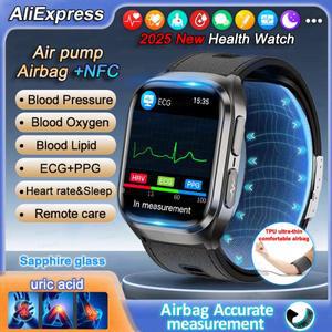 2025 삼성 화웨이 신형 고급 에어펌프 스마트워치 남성용 ECG 정확한 혈압 신체 분석 건강 ECG NFC 스마트