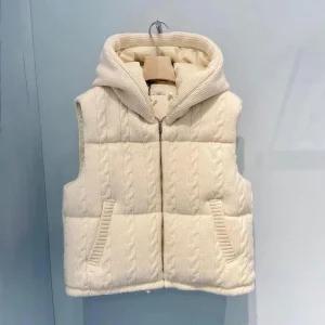 따뜻한 봄 가을 겨울 니트 후드 패딩조끼