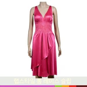 섹시슬립 슬립 원피스 편하고 섹시한 랩스타일 롱 레이스 잠옷