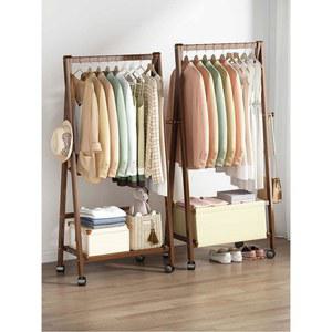 선반형 이동식 우드행거 원목스탠드옷걸이 심플