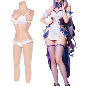 Yeefairy 여성 실리콘 전신 수트 하이넥 젤 가슴 플레이트 트랜스젠더 크로스드레싱 의류 남성에서 바디수트