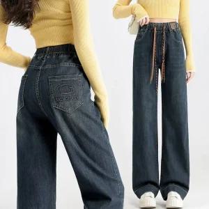 재입고 RY-9753/ 와이드 통 일자 여성 키작녀 밴딩 스판 데님팬츠 청바지/ 20095A2