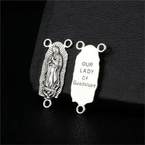 20Pcs 과들루프의 성모 메달 천주교 마리아 묵주 센터 커넥터 구슬 팔찌 DIY 액세서리 만들기