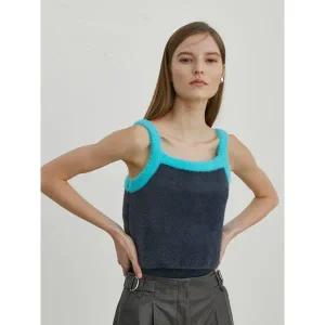 [하프클럽/에고이스트]그레이 배색 포인트 날개사 니트 베스트 EN4KV060