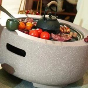 FIM 타원형 스톤 화로대 숯불바베큐그릴 개인화로 야외용바베큐그릴