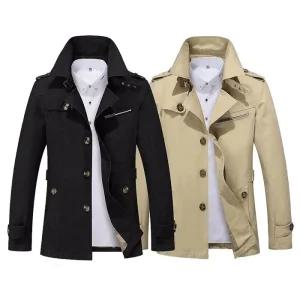 [지스캇] 봄가을 간절기 지퍼포인트 하프 트렌치 코트