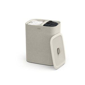 조셉 조셉 토타 90리터/23.8갤런 세탁 바구니 분리 바구니 뚜껑, 손잡이가 달린 탈착식 세탁 가방 2개 - 에크루