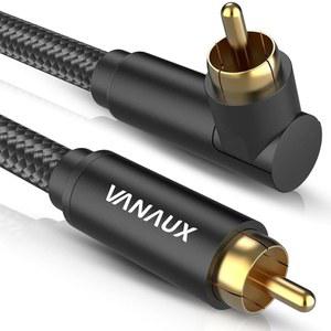 VANAUX 90도 RCA 케이블 10피트, 서브우퍼 케이블 남성에서 남성으로 홈 시어터, 사운드 바, TV, , 등을 위한 디지털 동축 오디오 케이블, 블랙