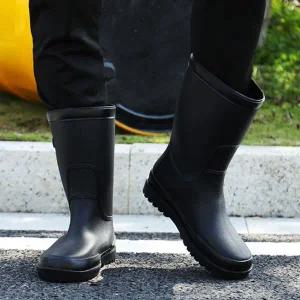 남성 미들 레인부츠 장화 베이직 작업화 중목