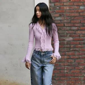 [롯데백화점]에고이스트 [BLUE LABEL] 프린지 V넥가디건 ER3OKG01