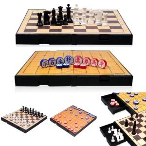 명인랜드 체스 장기 게임판 자석 양면 테이블 보드게임 휴대용 보관가방 M-259 (중형)