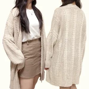 봄가을 간절기 꽈배기 니트가디건 케이블 로브 가디건 MDN360