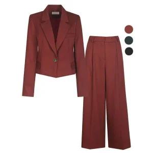 [하프클럽/비비드시크릿가너]SET 여성 솔리드원버튼 봄가을 정장 자켓 통팬