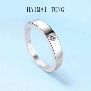 남자 모이사나이트 반지 다이아 랩 다이아몬드 럭셔리 PT950 플래티넘 파인 크기 조정 0.1CT 남녀공용 VVS1