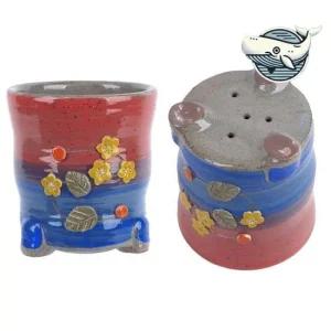 물빠짐 꽃무늬 도자기 수저통 원형 주방 소품 주방용수저통 씽크대수저통 물빠짐수저통 수저꽂이