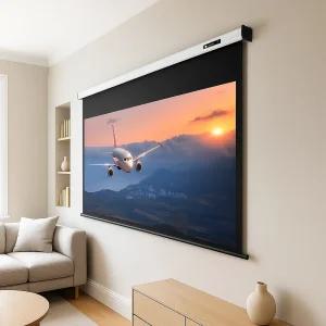 충전식 무선 전동스크린 와이어리스 배터리 내장 무선 리모컨 포함 노출형 자동 빔프로젝트 롤스크린