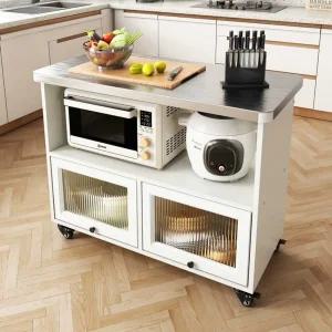 주방 보조조리대 이동식 아일랜드장 베이킹 작업대 조리대(60x40x76cm)+휠-그레이