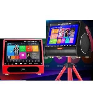 미니 노래방 휴대용 블루투스 무선 마이크 노래 기계 노래방 기계 - 15인치 (레드)