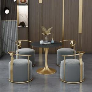 티 테이블 세트 북유럽 럭셔리 식탁 협탁 등받이 의자 테이블-직경 60cm + 의자(회색)