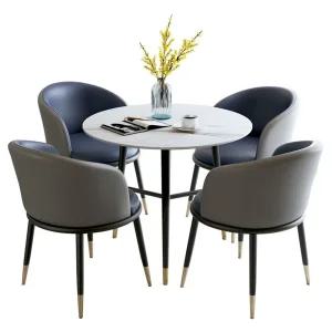 원형 테이블 의자 세트 홈 카페 대리석 라운지 식탁 테이블 세트 - 네이비
