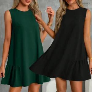  이너퀸 프리수 여성용 빅사이즈 옆 셔링 캉캉 A라인 플레어 주름 민소매 나시 레이어드 미니 숏 짧은 원피스 캉캉미니원피스