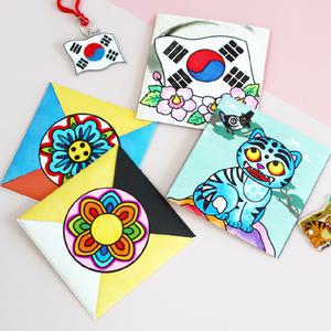 우리나라 전통 딱지 만들기 125mm 대형딱지 딱지만들기 태극기 무궁화 복주머니 한복 갓