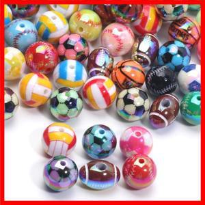 혼합 스포츠 공 아크릴 비즈 농구 축구 배구 축구 비즈 팔찌 쥬얼리 제작 DIY 액세서리 10 개