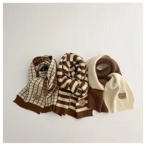 [이우 드림무역] 귀여운 곰돌이 유아용 니트목도리 아기 어린이 아동 카툰 겨울목도리