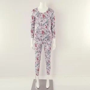 비너스 부드럽고 따듯한 은은한 9부상의 폴리스판 나염 여성 내복 상하의_VL