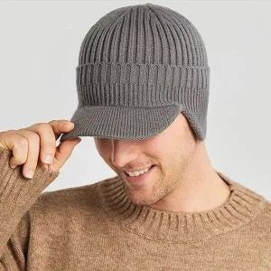 남성 겨울 도톰한 기모 니트 귀달이 모자 1P 방한모 귀마개모자