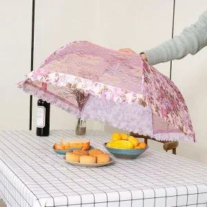 고품질 플라워 원터치 밥상보(퍼플) 우산형식탁덮개 (WBFBEF7)