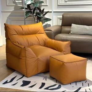 1인 가죽 빈백 대형 플래지어 스툴 비건레더 편안한