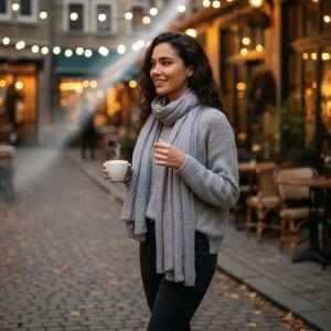 남녀공용 피그먼트 면머플러 사계절 무지 롱스카프 부드러운 목도리