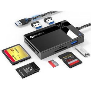 SD 카드 리더 USB 3.0, WARRKY [2.5FT 나일론 땋기, 추가 3.0 포트, 5Gbps] 7 in 1 메모리 리더, 마이크로SD용 마이크로 어댑터, SDXC, SDHC, CF, MS, MMC, SDXC/SDHC, UHS-I