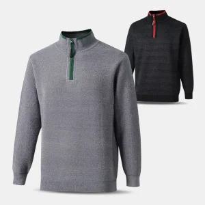 남성 기모 반집업 목폴라 니트 티셔츠 RNT05 중년 겨울