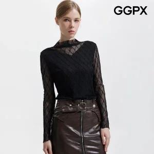 [GGPX] 폴라넥 시스루 레이스 블라우스 (GPASH002F)