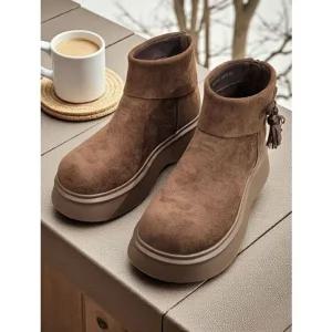 [갤러리아] [센터시티] 고세 여성 스웨이드 동글이 쁘띠 통굽 앵클부츠 OZA5F073 브라운