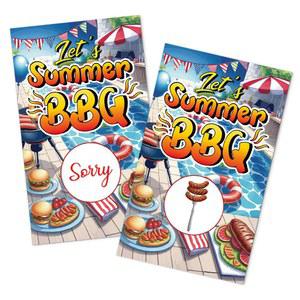JMYROG 50 팩 렛츠 썸머 바비큐 게임 스크래치 오프 카드, 여름 풀 파티를 위한 바비큐 테마 스크래치 카드, 복권 그룹 게임 가족 활동을 위한 재미있는 추첨 티켓, 학사 파티 게임