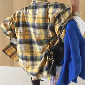 더비체크 피치기모 언발 오버핏 가을 자켓남방 (5color)