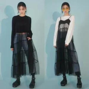 망사 시스루 레이어드 원피스 샤 끈나시 뷔스티에 레이스 블 빈티지 휴양지