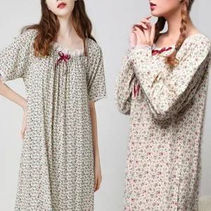 잠옷 오버핏 플라워 원피스 홈웨어 쇼핑몰 긴팔 부모님 시어서커 여름 여성 빅사이즈 홈웨어 잠옷