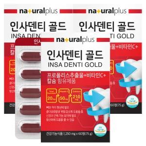 내츄럴플러스 인사덴티 골드 60정 X 3개 프로폴리스추출물 식물성 해조칼슘