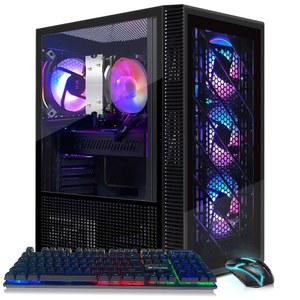 STGAubron 게이밍 PC 컴퓨터 데스크톱, AMD Ryzen 5 5500 최대 4.2GHz, 라데온 RX 580 8G, 16G DDR4, 512G SSD, WiFi 6 5G 및 BT 5.2, RGB 팬 x4, Windows 11