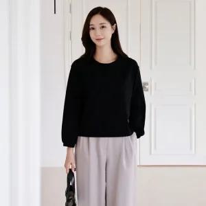 1+1 봄 가을 라운드 면 9부 루즈 박스핏 빅사이즈 흰색 화이트 크롭 레이어드 티셔츠