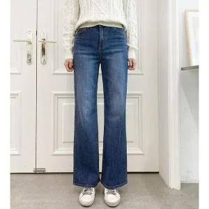 [하프클럽/]여성 세미부츠컷 진청 속밴딩 베이직 데님팬츠