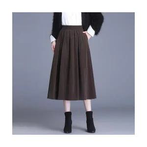 EAMT 여자 A라인 가죽 하이웨이스트 추동 롱 PU스커트 미디엄 YJ3