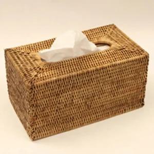 라탄 바구니 직사각 티슈박스 (Brown)각케이스 각상자 커버 각커버 소품 인테리어