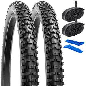 YUNSCM 26인치 산악 자전거 타이어 26x2.30/56-559 및 헤비 듀티 튜브 슈레이더 밸브 오프로드 26x2.25 26 x 2.30 26x2.35 튜브(Y-901)와 호환됩니다